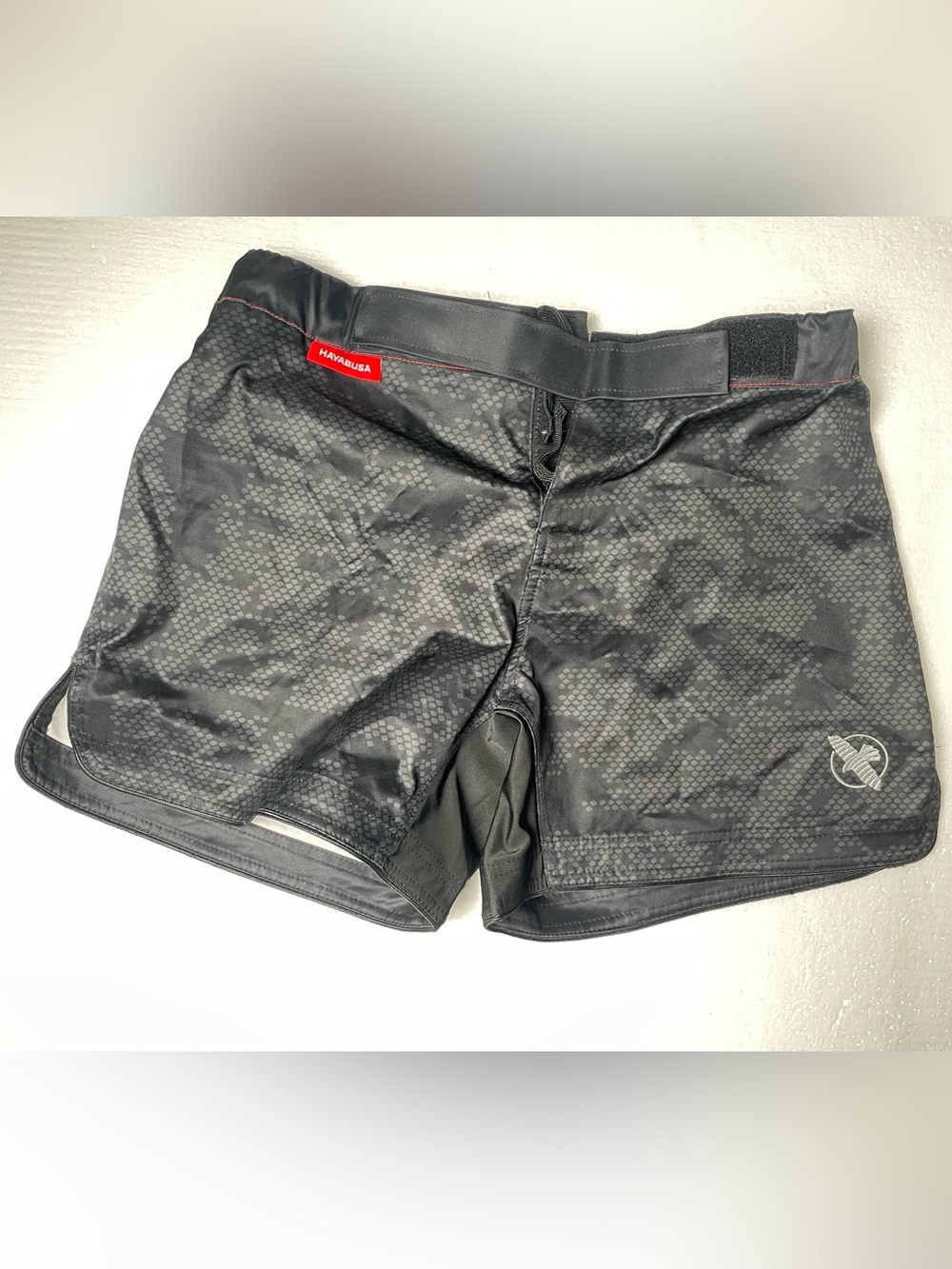 Hayabusa Hexagon Print MMA Fight Shorts Black Gray Size L Martial Arts
